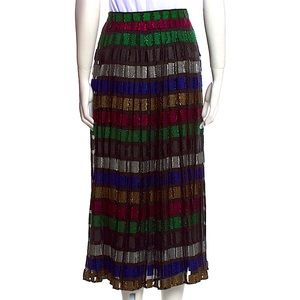 Dodo Bar Or MIDI Striped Metallic Color Skirt Size M